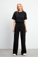 Kadın Jovie Yumuşak Dokulu Yüksek Bel Wide Leg Pantolon (CUPRO) - Siyah