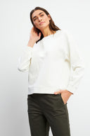 Kadın 0 Yaka Pike Sweatshirt - Fildişi