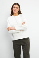 Kadın 0 Yaka Pike Sweatshirt - Fildişi