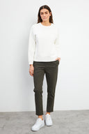 Kadın 0 Yaka Pike Sweatshirt - Fildişi