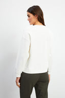 Kadın 0 Yaka Pike Sweatshirt - Fildişi