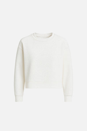 Kadın 0 Yaka Pike Sweatshirt - Fildişi