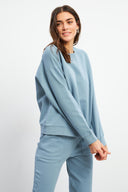 Kadın 0 Yaka Pike Sweatshirt - Gök Mavisi
