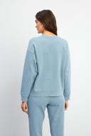 Kadın 0 Yaka Pike Sweatshirt - Gök Mavisi