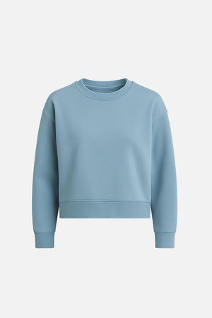 Kadın 0 Yaka Pike Sweatshirt - Gök Mavisi