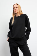 Kadın 0 Yaka Pike Sweatshirt - Siyah