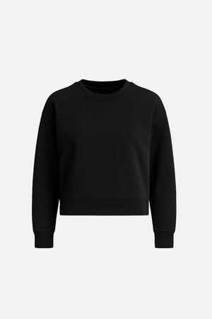 Kadın 0 Yaka Pike Sweatshirt - Siyah