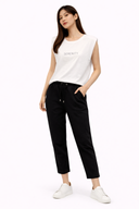 Kadın Alian Beli Lastikli Beach Pantolon %100 Lyocell (Tencel™) - Siyah