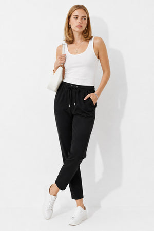 Kadın Alian Beli Lastikli Beach Pantolon %100 Lyocell (Tencel™) - Siyah