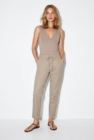 Kadın Alian Beli Lastikli Summer Gabardin Pantolon - Vizon