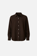 Kadın Alina Oversize Gömlek %100 Keten - Kahverengi