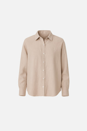 Kadın Alina Oversize %100 Keten Gömlek - Naturel
