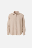 Kadın Alina Oversize Gömlek %100 Keten - Naturel