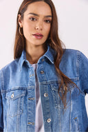 Kadın Ally Dirty Med Blue Slim Fit Jean Ceket - Dirty Med Blue