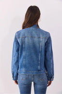 Kadın Ally Dirty Med Blue Slim Fit Jean Ceket - Dirty Med Blue