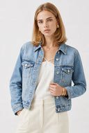 Kadın Ally Dirty Med Blue Slim Fit Jean Ceket - Dirty Med Blue