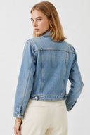 Kadın Ally Dirty Med Blue Slim Fit Jean Ceket - Dirty Med Blue