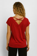 Kadın Almira V Yaka Sırtı Detaylı Modal Tişört (TENCEL)™ - Bordo