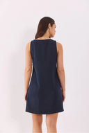 Kadın Angelica Blue Black Regular Fit Jean Elbise %100 Lyocell (Tencel™) - Blue Black