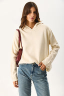 Kadın Angelica Kapüşonlu Regular Fit Triko Kazak - Kemik