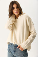 Kadın Angelica Kapüşonlu Regular Fit Triko Kazak - Kemik