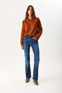 Kadın Angelica Kapüşonlu Regular Fit Triko Kazak - Kiremit