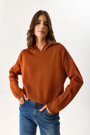 Kadın Angelica Kapüşonlu Regular Fit Triko Kazak - Kiremit