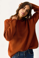 Kadın Angelica Kapüşonlu Regular Fit Triko Kazak - Kiremit