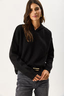 Kadın Angelica Kapüşonlu Regular Fit Triko Kazak - Siyah