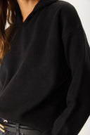 Kadın Angelica Kapüşonlu Regular Fit Triko Kazak - Siyah