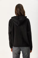 Kadın Angelica Kapüşonlu Regular Fit Triko Kazak - Siyah