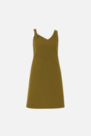 Kadın Angelica Regular Fit Keten Elbise - Yağ Yeşili