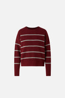 Kadın Anita Bisiklet Yaka Çizgili Triko Kazak - Bordo - Gri Çizgili