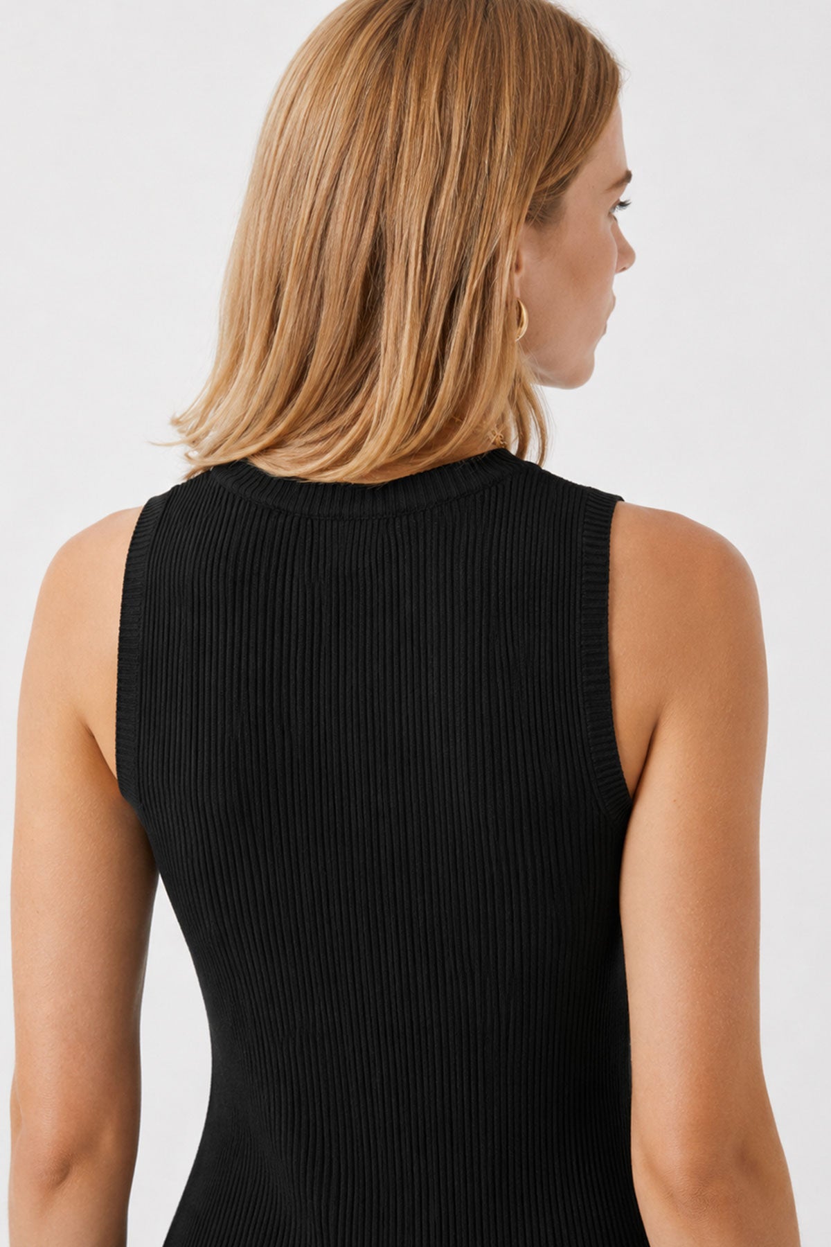 Kadın Ashley Bisiklet Yaka Slim Fit Triko Elbise - Siyah