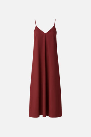 Kadın Askılı Maxi Boy Elbise (CUPRO) - Bordo