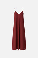 Kadın Askılı Maxi Boy Elbise (CUPRO) - Bordo