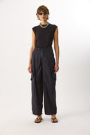 Kadın Baggy Fit Paraşüt Pantolon - Siyah