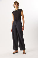 Kadın Baggy Fit Paraşüt Pantolon - Siyah