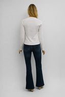 Kadın Basic Uzun Kollu Patlı Tişört - Beyaz