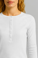 Kadın Basic Uzun Kollu Patlı Tişört - Beyaz