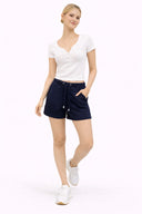 Kadın Beli Lastikli Yumuşak Dokulu Şort (CURPO) - Lacivert