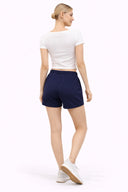 Kadın Beli Lastikli Yumuşak Dokulu Şort (CURPO) - Lacivert