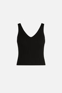 Kadın Bella Kalın Askılı V Yaka Triko Top - Siyah