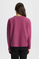 Kadın Bisiklet Yaka Logo Baskılı Uzun Kollu Tişört %100 Pamuk - Mürdüm