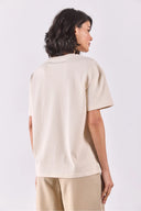 Bisiklet Yaka Oversize Rahat Kalıp Basic Tişört-Naturel