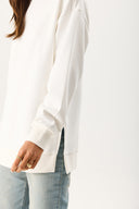 Kadın Bisiklet Yaka Yanı Yırtmaçlı Regular Fit 3 İplik Sweatshirt %100 Pamuk - Fildişi