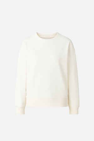 Kadın Bisiklet Yaka Yanı Yırtmaçlı Regular Fit 3 İplik Sweatshirt %100 Pamuk - Fildişi