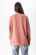 Kadın Bisiklet Yaka Yanı Yırtmaçlı Regular Fit 3 İplik Sweatshirt %100 Pamuk - Gülkurusu