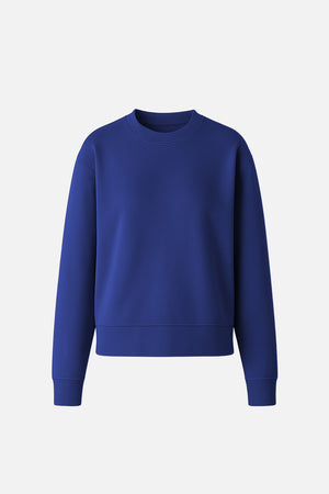 Kadın Bisiklet Yaka Yanı Yırtmaçlı Regular Fit 3 İplik Sweatshirt %100 Pamuk - Navy