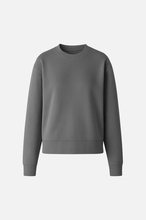 Kadın Bisiklet Yaka Yanı Yırtmaçlı Yumuşak Dokulu Sweatshirt (CUPRO) - Antrasit